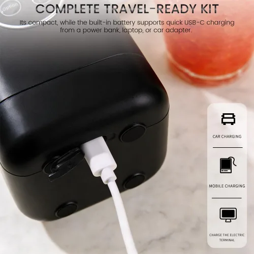 Miniatura 4 de Licuadora personal portátil, recargable por USB con 12 cuchillas de acero inoxidable, mini licuadora para batidos, viajes, gimnasio y aventuras al