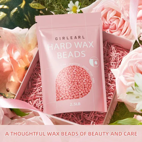 Miniatura 4 de GIRLEARLE - Perlas de cera dura para depilación, 2.5 libras, con aceite de rosa infundido, cera brasileña para bikini para mujeres y hombres, piel