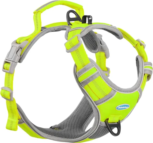 Miniatura 23 de ThinkPet Arnés deportivo transpirable, antitirones para perro, con asa, arnés reflectante y ajustable para perros medianos o grandes, clip trasero