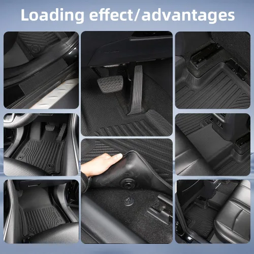 Miniatura 4 de Alfombrillas actualizadas para Toyota RAV4 2025-2019 y RAV4 Hybrid+placas para umbral de puerta, 9 piezas, revestimientos de suelo TPE + alfombrilla