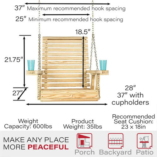 Miniatura 6 de Amish Casual Silla giratoria resistente con tratamiento a presión con portavasos (mancha de cedro)
