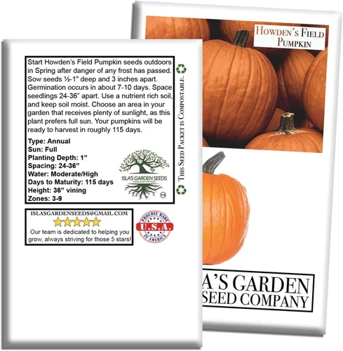 Miniatura 7 de Howden - Semillas de calabaza de campo para plantar, más de 20 semillas tradicionales por paquete, semillas de jardín de Isla