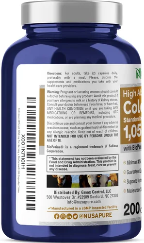 Miniatura 3 de NusaPure Calostro 1050 mg 30% IgG 200 cápsulas (sin OMG y sin gluten) con bioperina