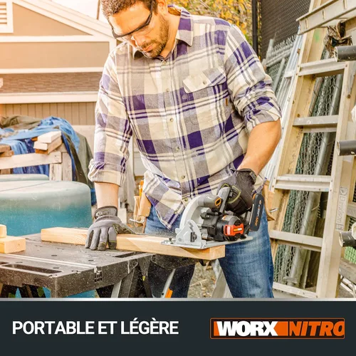 Miniatura 6 de WORX Sierra circular sin escobillas de 20 V PowerShare WX520 Incluye 1 batería de 2 Ah y cargador Motor sin escobillas, corte biselado, base