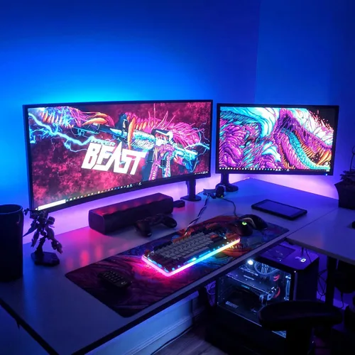 Miniatura 9 de Retroiluminación de TV, tira de luces LED RGB para computadora PC, 9.8 pies/9.8 ft detrás de TV, sincronización de música y función de temporizador