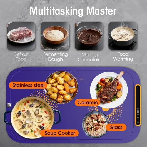 Miniatura 6 de Tapete de calentamiento para alimentos, extragrande, tapete de calentamiento de alimentos para encimera, tapete calentador de alimentos con IA 7