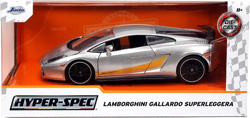 Miniatura 2 de Jada Toys Hyper-Spec 1:24 Lamborghini Gallardo Superleggera - Coche fundido a presión, color plateado, juguetes para niños y adultos