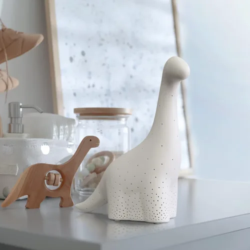 Miniatura 4 de Simple Designs LT2093-WHT Lámpara de mesa de dinosaurio brontosaurio de porcelana, color blanco