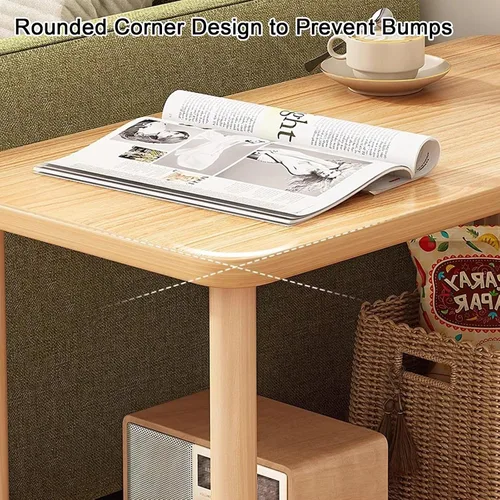 Miniatura 6 de Mesa auxiliar rectangular de varios tamaños con dos capas, espacio de almacenamiento para sala de estar, dormitorio, fácil montaje