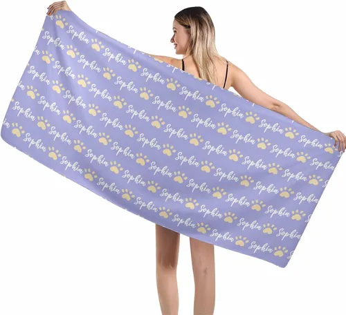 Miniatura 17 de MyPupSocks Toallas de playa personalizadas para niños y adultos, toalla de piscina con nombre y cara de perro, regalos personalizados con nombre