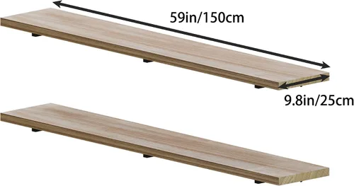 Miniatura 2 de Estantes largos de pared de 60 pulgadas, estante flotante largo para pared, juego de 2, estantes grandes con soportes de metal, estantería de granja