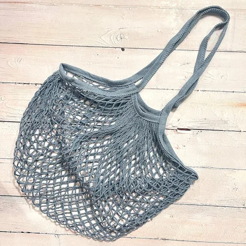 Miniatura 2 de Bolsa de red de malla con bolsa larga con asa de hombro estirable reutilizable para compras de comestibles, almacenamiento de juguetes de playa