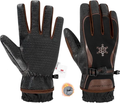 Miniatura 17 de HANDLANDY Winter Work Gloves, 3M Thinsulate Waterproof Insulated Glove for Men Women Rosa