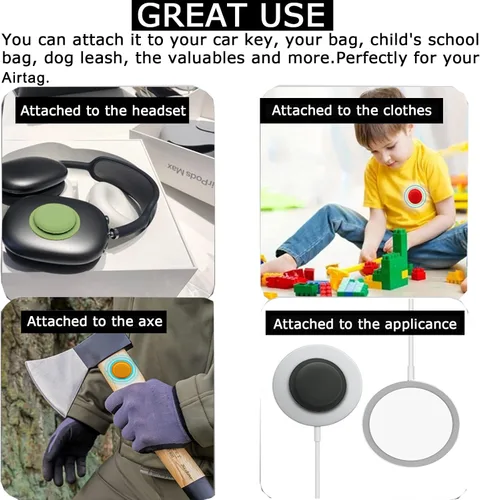 Miniatura 6 de Funda adhesiva de silicona para Apple Airtag, paquete de 4 fundas para AirTag con collar de perro y Apple AirTag para niños