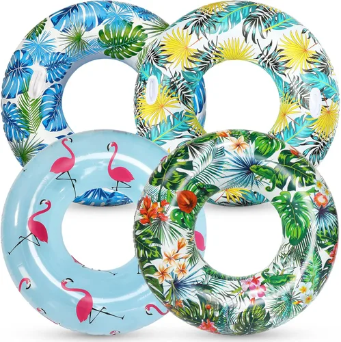 Miniatura 7 de Libima 4 flotadores inflables Luau de 30 pulgadas, flotadores de piscina, tubos interiores hawaianos para adultos, decoraciones hawaianas de fiesta