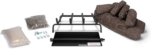 Miniatura 2 de RealFyre Kit de troncos de chimenea de gas ventilado de 18 pulgadas, juego de troncos de fuego de gas natural con troncos de cerámica y quemador