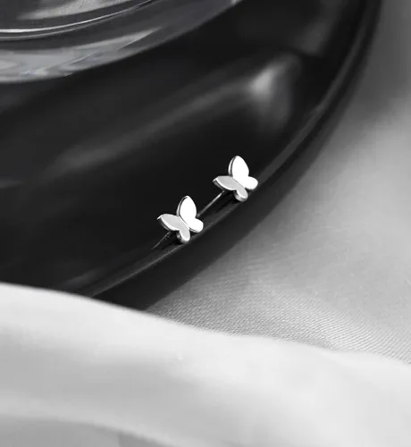 Miniatura 4 de SLUYNZ Aretes de plata de ley 925 maciza con diseño de mariposa para mujeres y adolescentes