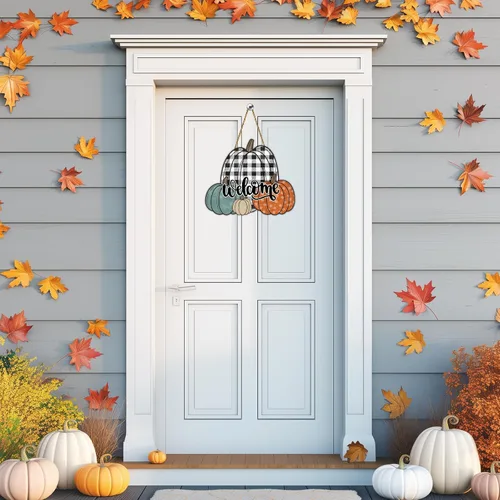 Miniatura 3 de Decoración de pared de calabaza, decoración de pared de calabaza, decoración de otoño para el hogar, porche, colgador de puerta delantera, letrero