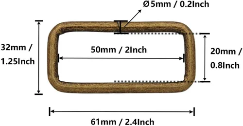 Miniatura 4 de Wuuycoky Bronze Rectangle Rings Loop Ring No Welded for Strap Webbing Belts Buckle