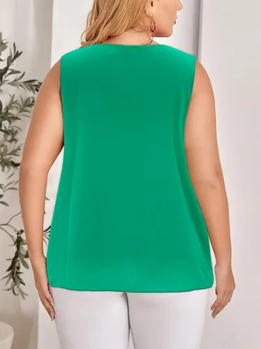 Miniatura 5 de Camiseta sin mangas de gasa para mujer, talla grande, sin mangas, de doble capa
