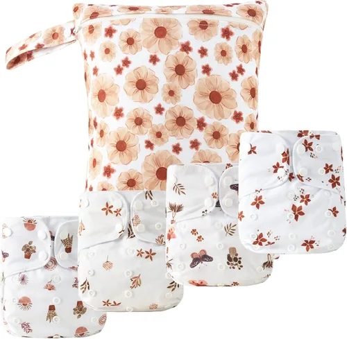 Miniatura 13 de HappyFlute 9 Juegos de Pañales de Tela de Bolsillo para Recién Nacido Talla Única Ajustables Reutilizables para Bebés Niños y Niñas