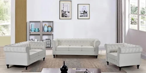 Miniatura 8 de Container Furniture Direct Teressa - Juego de sofá Chesterfield de piel sintética de 2 piezas para sala de estar, apartamento u oficina, incluye