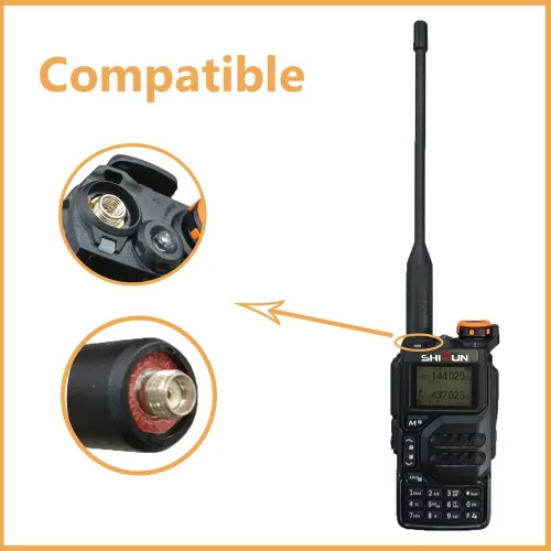 Miniatura 5 de UVK5 Antena original de doble banda de alta ganancia SM-Hembra Antena 144/430MHz 19cm/7.48inch para UV-K5 Radio de mano GMRS Radio Jamón (10 piezas)