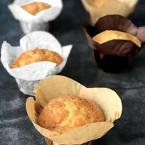 Miniatura 5 de Kichvoe 100 piezas de papel antiaceite para tartas pequeñas, envoltura de muffins, mini tazas de papel para hornear, magdalenas, taza para hornear