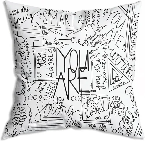 Miniatura 8 de Funda de Almohada Suave para Decoración con Citas Inspiradoras "Eres Valiente Suficiente Amado", Funda de Almohada y Cojín para Sofá, Sofá Cama