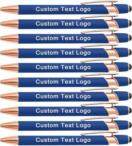 Miniatura 11 de Bolígrafos grabados personalizados a granel, personalizados con nombre/logotipo, tinta negra o azul, escritura suave para oficina, negocios, Negro