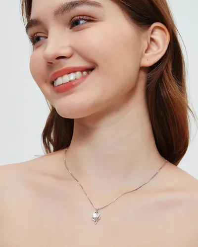 Miniatura 2 de Collar de diamantes de moissanita para mujer con espejo compacto de oro rosa y tarjeta de mensaje, regalos para mujer/esposa/novia/alma gemela