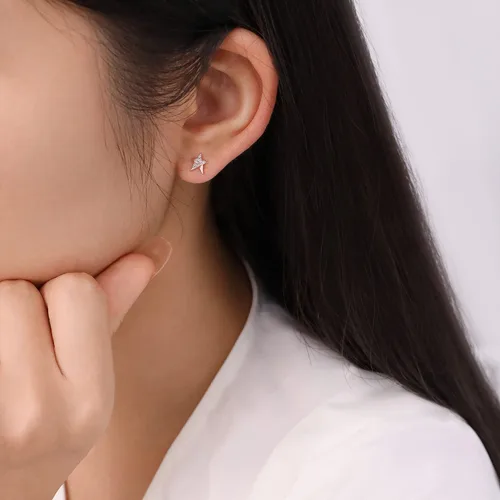 Miniatura 7 de Meissa Aretes de bola de rosca para mujer, plata de ley 925, delicados y bonitos aretes de estrella para múltiples piercings