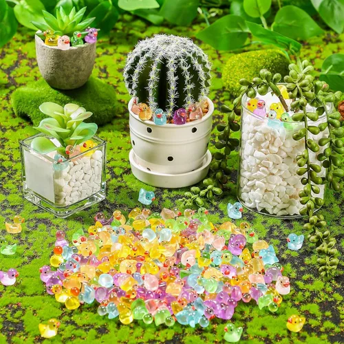 Miniatura 7 de Barydat 125 piezas de mini pato de resina de Navidad que brilla en la oscuridad, pequeño pato luminou, a granel para ocultar bromas, idea
