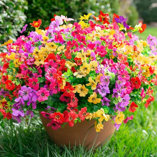 Florisso Plantas Artificiales Falsas para Flores de Exterior para Decoración de Primavera y Verano, 12 Ramos de Girasoles de Mezcla de Colores de