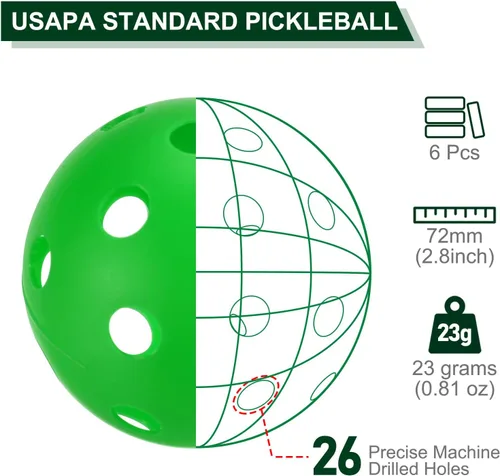 Miniatura 2 de PATIKIL Bolas de pickleball al aire libre, con agujeros, bolas de pickleball para aficionados, deportes en interiores y exteriores, Pasto verde