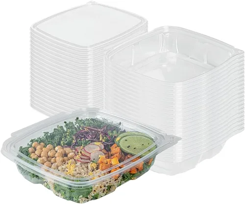 Miniatura 20 de Restaurantware Tamper Tek - Recipientes rectangulares para llevar de 11 onzas, 100 recipientes duraderos de plástico transparente congelable a