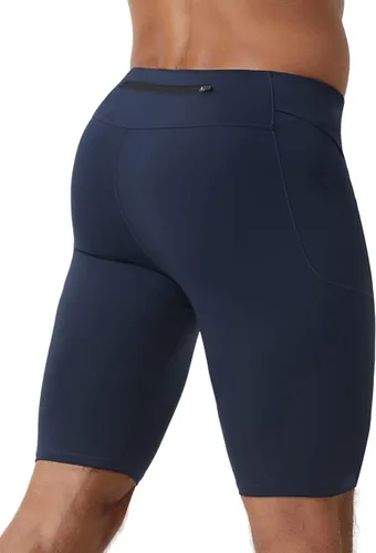 MIZOK Pantalones cortos de compresión elásticos para hombre con bolsillo