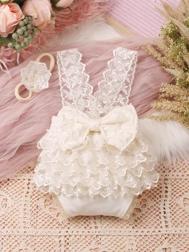 Miniatura 3 de Ylsteed Trajes de fotografía para recién nacidos, accesorios de fotografía para recién nacidos, mameluco de encaje, trajes para sesión de fotos