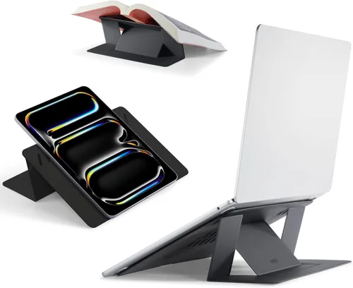 Miniatura 10 de MOFT Soporte para computadora portátil para escritorio, soporte adhesivo para computadora MacBook con 2 ángulos de visión ajustables, elevador Negro