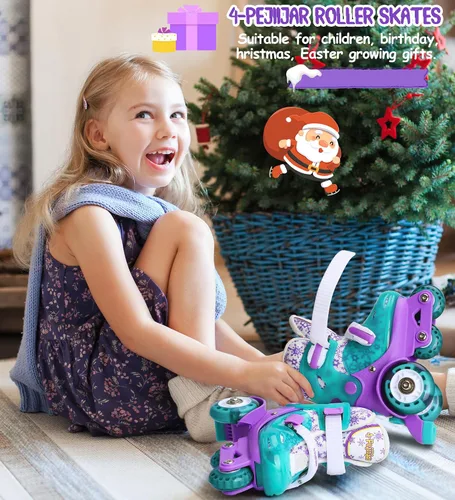 Miniatura 7 de Patines de ruedas ajustables para niños, niñas y señoras con ruedas que se iluminan con flash (edad 3-9), equilibrio de tres puntos, empaque de caja