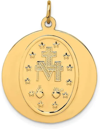 Miniatura 4 de Medalla milagrosa redonda grande pulidasatinada de 14 quilates, 1.083in, 0.837in, estilo XR1774, Metal, no conocido