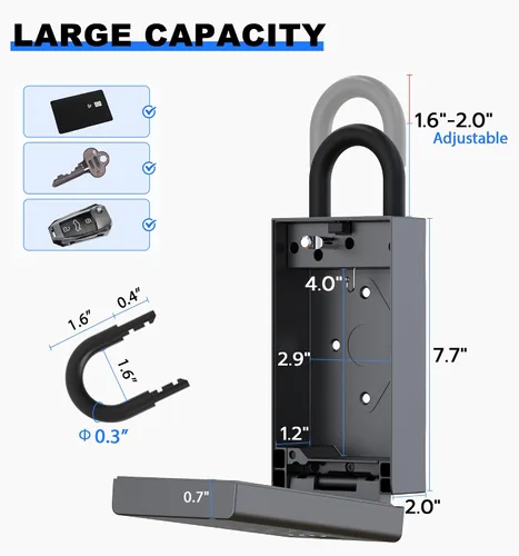 Miniatura 6 de Caja de seguridad inteligente con aplicación de huellas dactilares, Bluetooth eLinkSmart con código digital, resistente a la intemperie para montaje