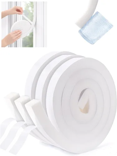 3 rollos de sello de ventana de aire acondicionado de alta densidad de 1 pulgada de ancho x 1 pulgada de alto, cinta de espuma gruesa de fuerte