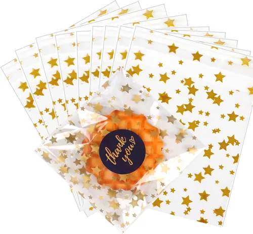 Miniatura 46 de 100 bolsas de regalo de celofán con estampado de estrellas, de 6 x 10 pulgadas, bolsas de regalo de celofán, bolsas de regalo de fiesta, bolsas