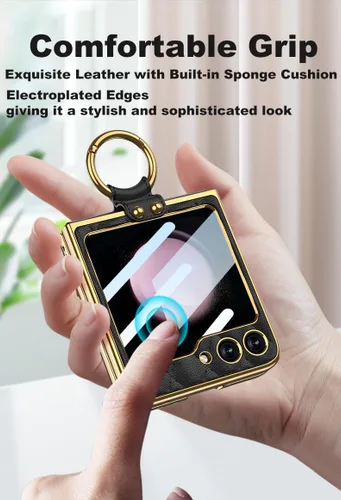 Miniatura 4 de SHIEID Z Flip 5 - Funda para Samsung Galaxy Z Flip 5 con anillo para teléfono, forro de esponja y diseño en forma de diamante para Samsung Galaxy Z