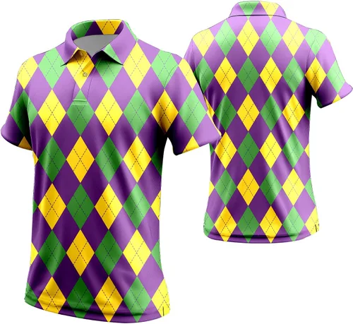 Miniatura 9 de Camisa de golf de los años 80 para hombre, ajuste seco, manga corta, estampada, divertidas, camisas de golf de los años 90 para hombre