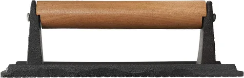 Miniatura 3 de EcoQuality - Prensa rectangular para parrilla con mango de madera de 9 x 5 pulgadas, resistente, prensa de tocino, prensa de hamburguesas, prensa