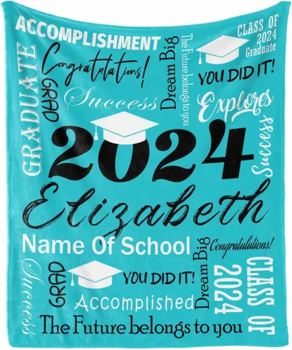 Miniatura 21 de Manta personalizada de graduación 2025 para regalo de graduación de graduado, nombre personalizado de graduado y manta escolar, manta suave y ligera