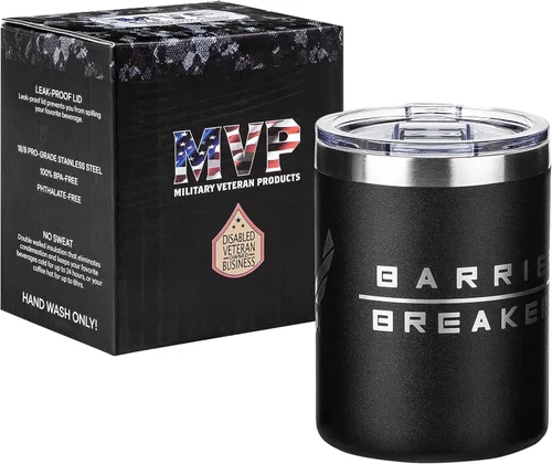 Military Gift Shop Vaso Térmico de Café de Viaje de la Fuerza Aérea de Acero Inoxidable con Aislamiento al Vacío de Doble Pared Negro de 12 Onzas -