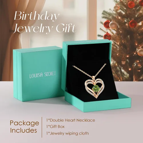 Miniatura 176 de LOUISA SECRET Love Heart Birthstone Necklaces for Women, Birthday Gift for Women, Anniversary Jewelry for Wife Her, 925 Sterling Silver Pendant